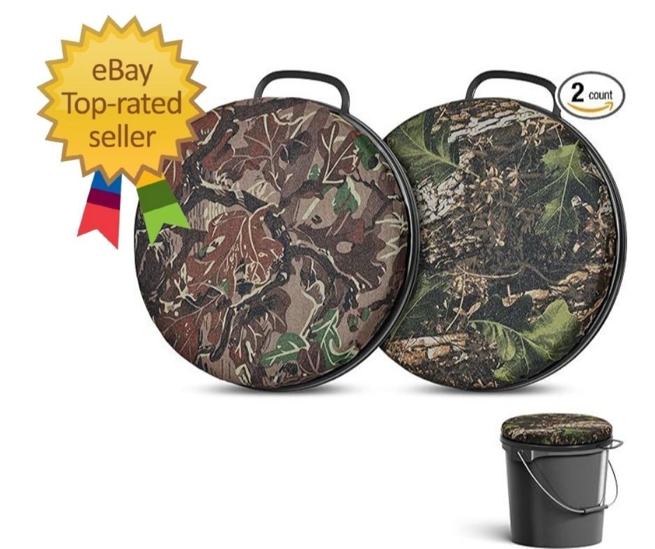 2 Pcs 5 Gallon Bucket Seats 360 Degree Swivel Bucket Seat Cushion Camouflage Ice