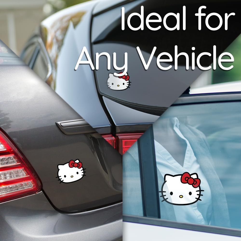 5PCS Hello Kitty Sticker 3W x 2.4H in Waterproof Glossy for Laptop Car Cup Wall