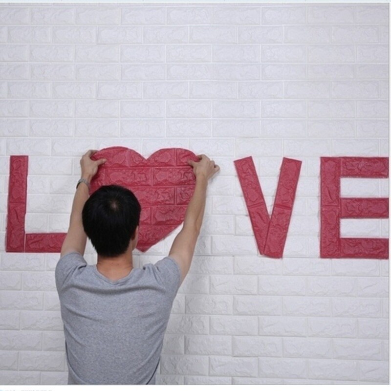 10X Home Decor PE Foam 3D Wallpaper DIY Wall Stickers Wall Decor Embossed Bricks