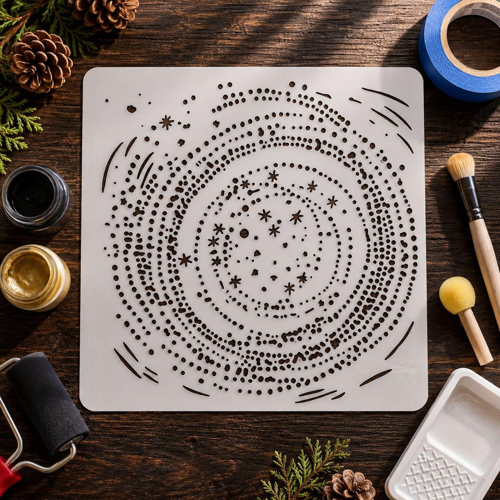 Celestial Mandala Stencil Mylar Template Boho Wall Cosmic Pattern