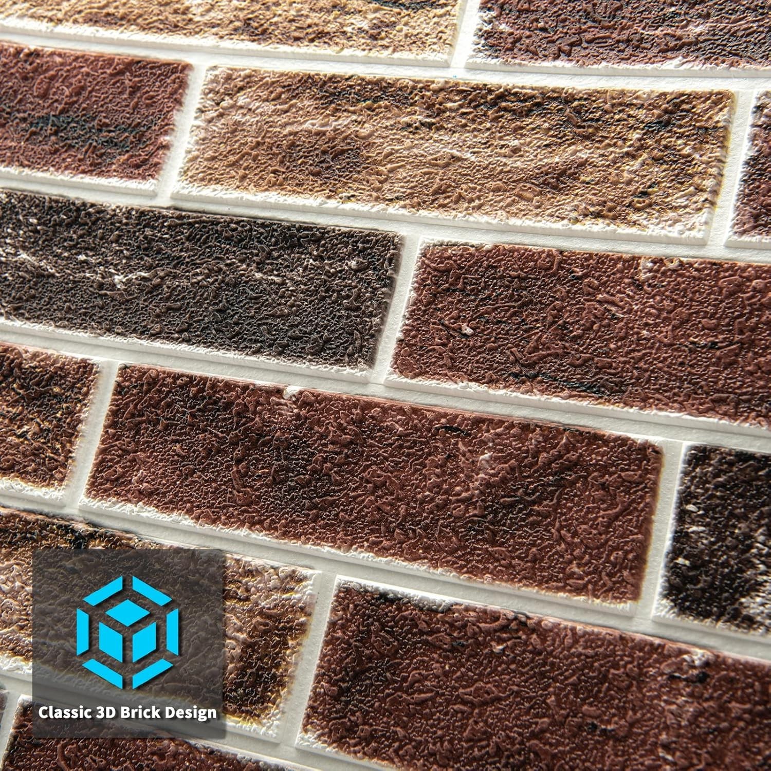 10-Pack Faux Brick Wall Panels 52.5 sq ft Self Adhesive Waterproof Foam Firep…