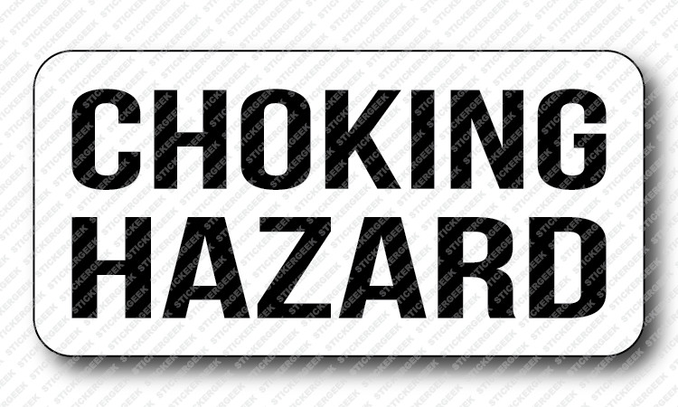 CHOKING HAZARD Gag Joke Prank Funny Hard Hat Toolbox Sticker