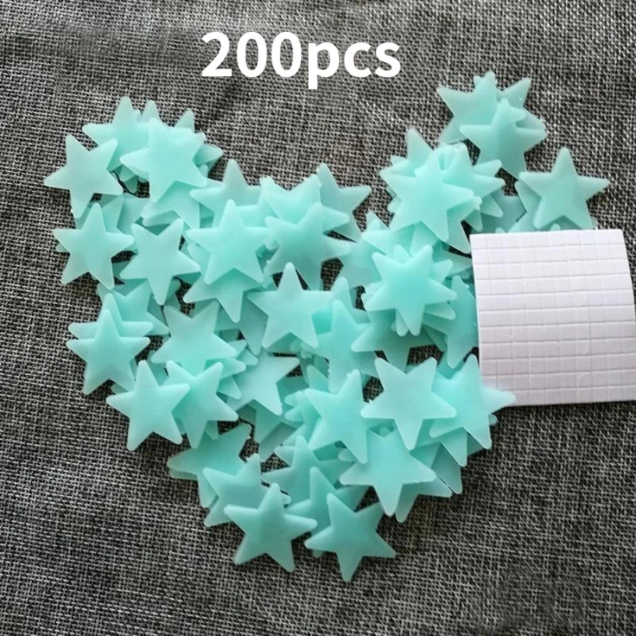 200 Piece Luminous Star Wall Sticker, Easy To Tear and Stick, Suitable for Bedro