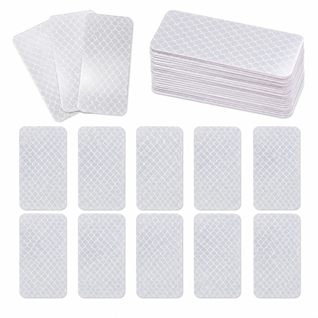 Approx 50 White Reflective Safety Stickers Rectangle Adhesive Decals