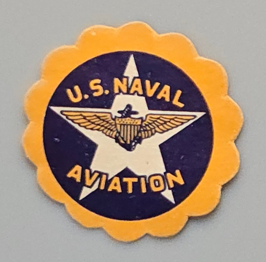US Naval Aviation Patriotic Paper Seal Label Blue Gold Star Wings Vintage