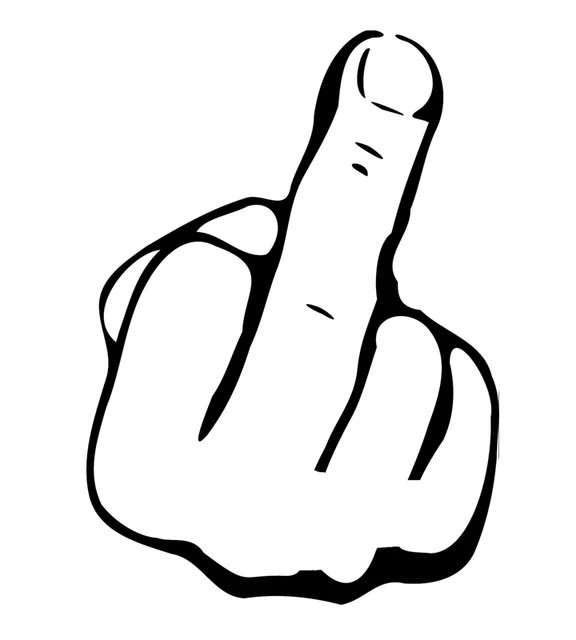 (2) MIDDLE FINGER FLIP OFF VINYL DECAL STICKER WINDOW WALL CAR BUMPER LAPTOP