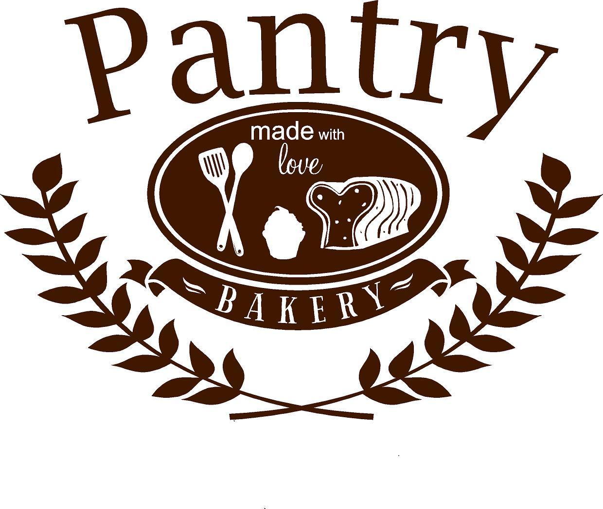 Pantry Door decal sticker made with love vinyl bread cupcake utensils bakery art