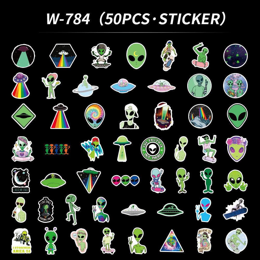 100Pcs Alien Sticker for Adults Teens Girls Scrapbooking Water Bottles