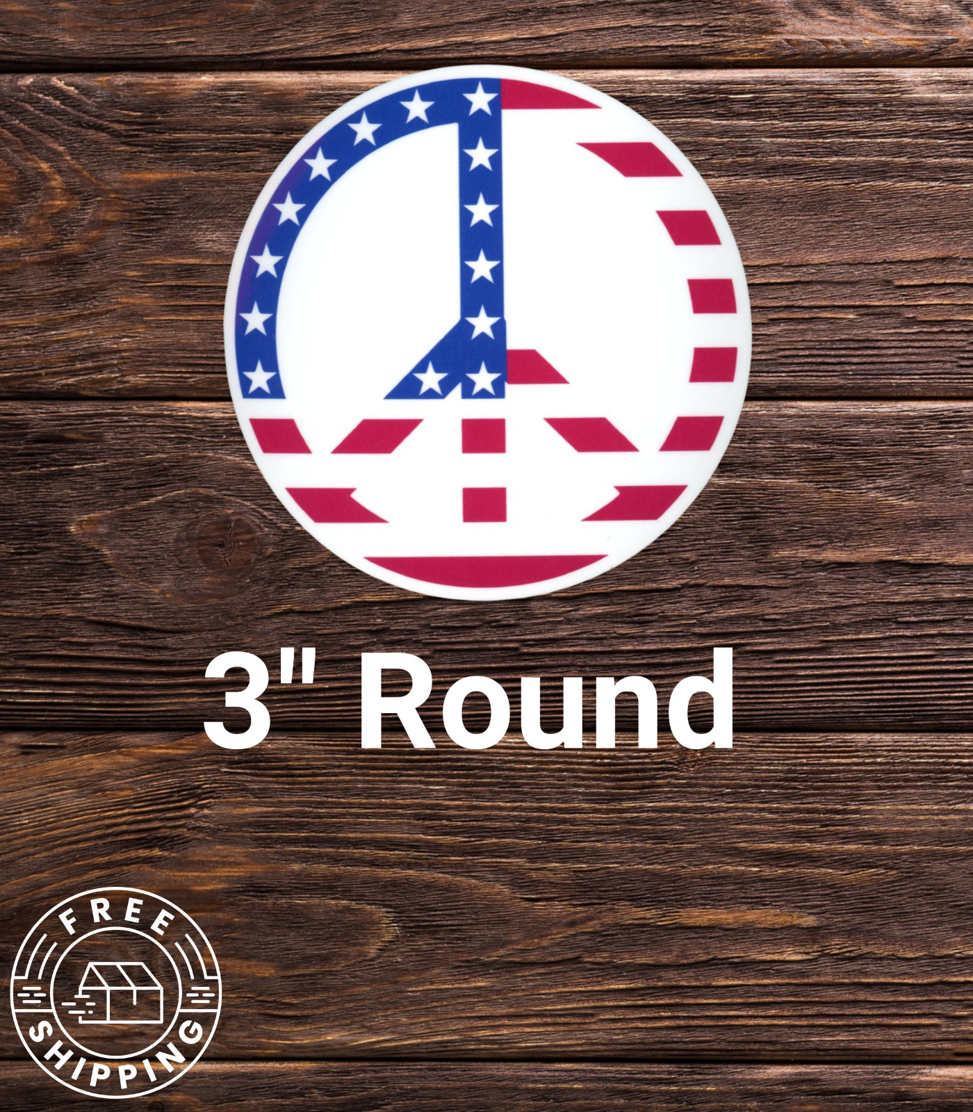 Peace Symbol Sticker Logo USA Flag Sticker 3" Inch
