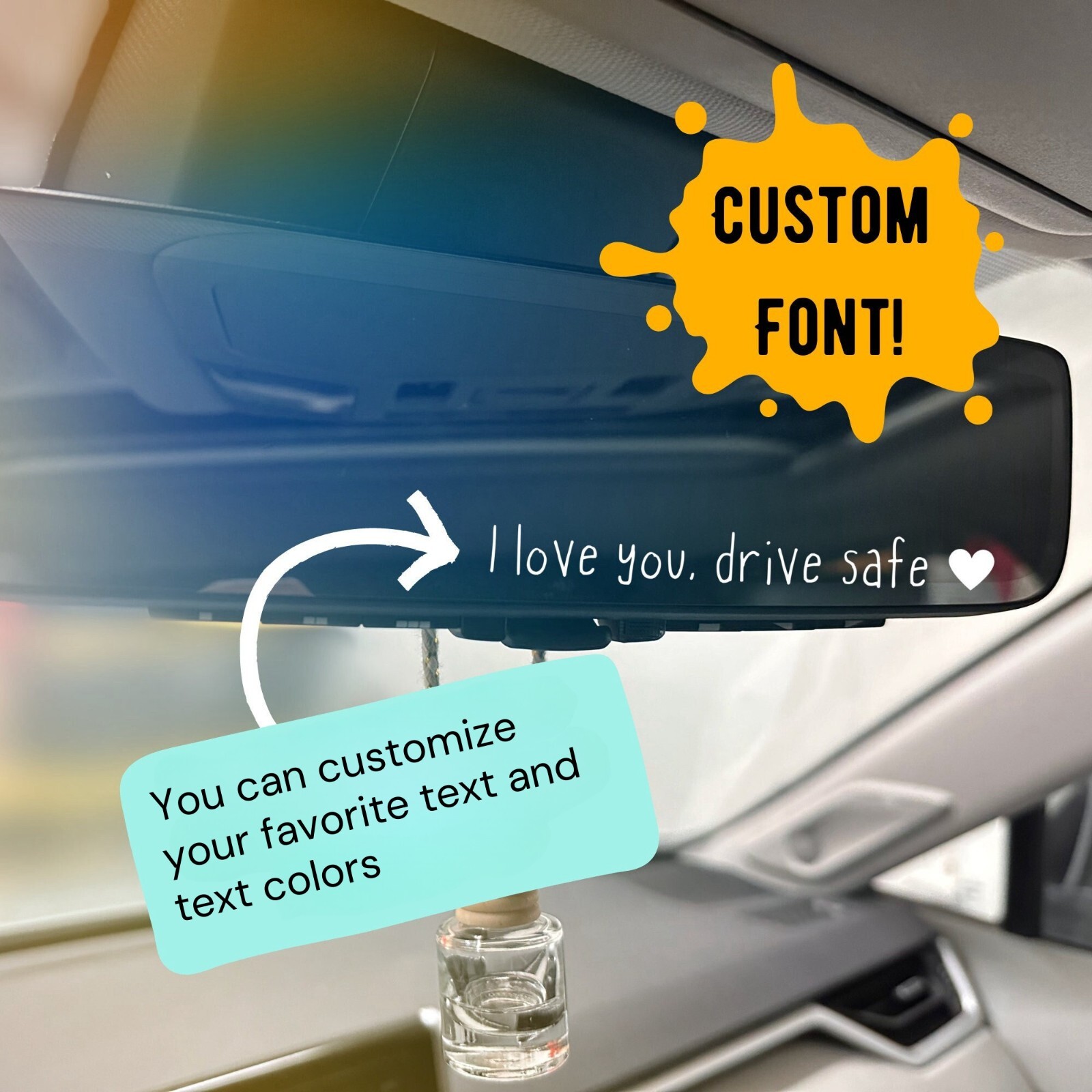 2 pc Design Your Own Personalized Car Mirror UV Transfer Decal，Sun Visor sticker