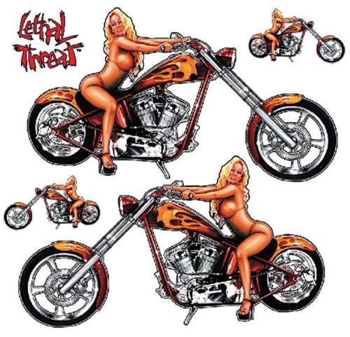 NEW LETHAL THREAT CHOPPER BIKINI CHICK DECAL STICKER 12"x11" LT06028