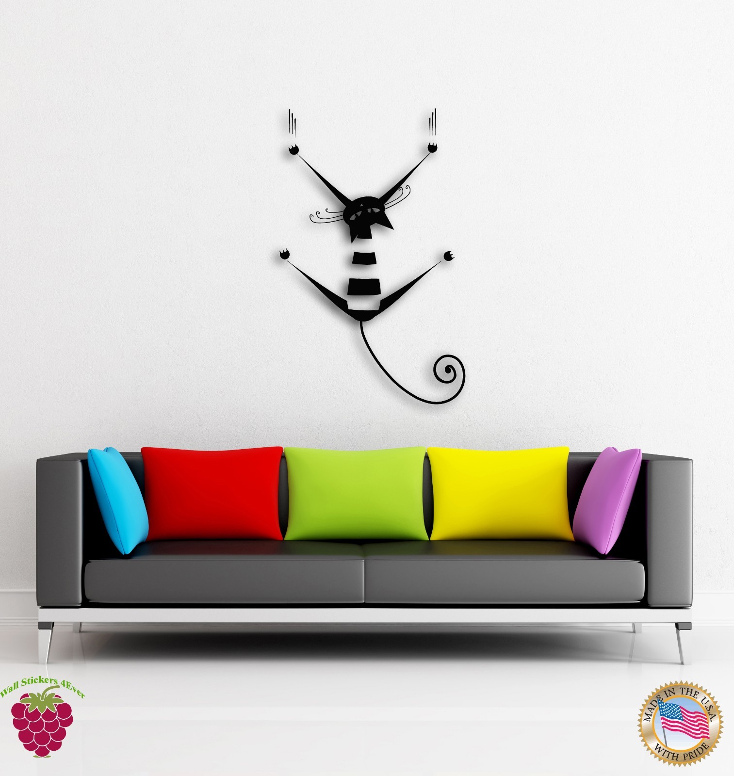 Wall Stickers Vinyl Cat Kitty Pets Scratch Funny Decor For Livin Room (z1533)