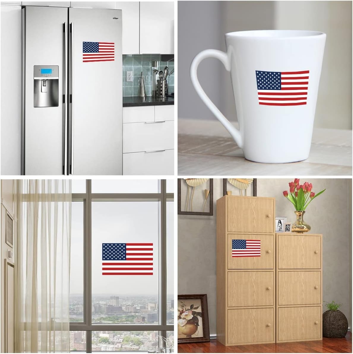 American Flag Sticker Decal in Multiple Sizes, 3 Pack, 11.7 x 8.3 Inches