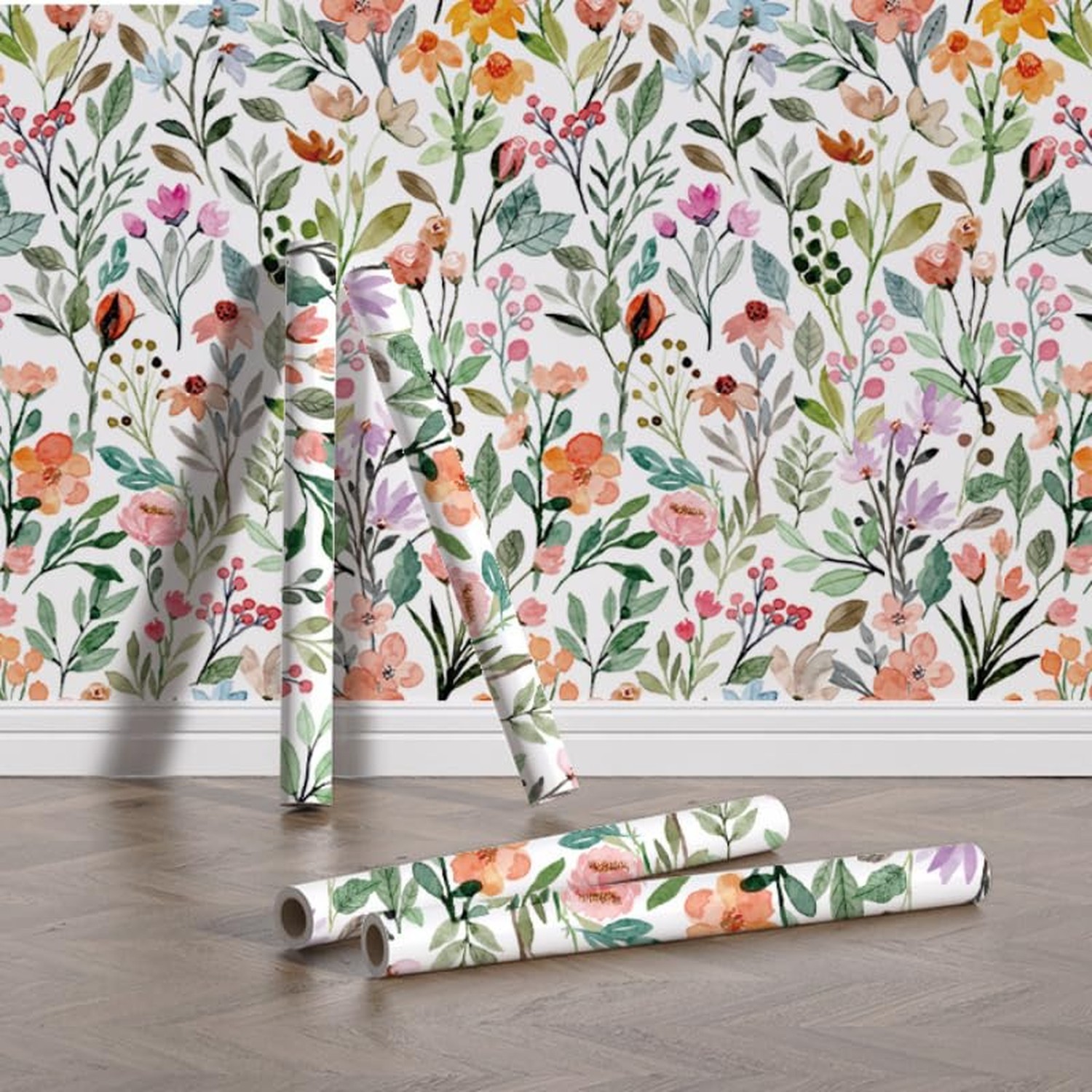 GeRRiT 17.32"x118" Floral Wallpaper Peel and Stick Boho Textured Wall Paper f…