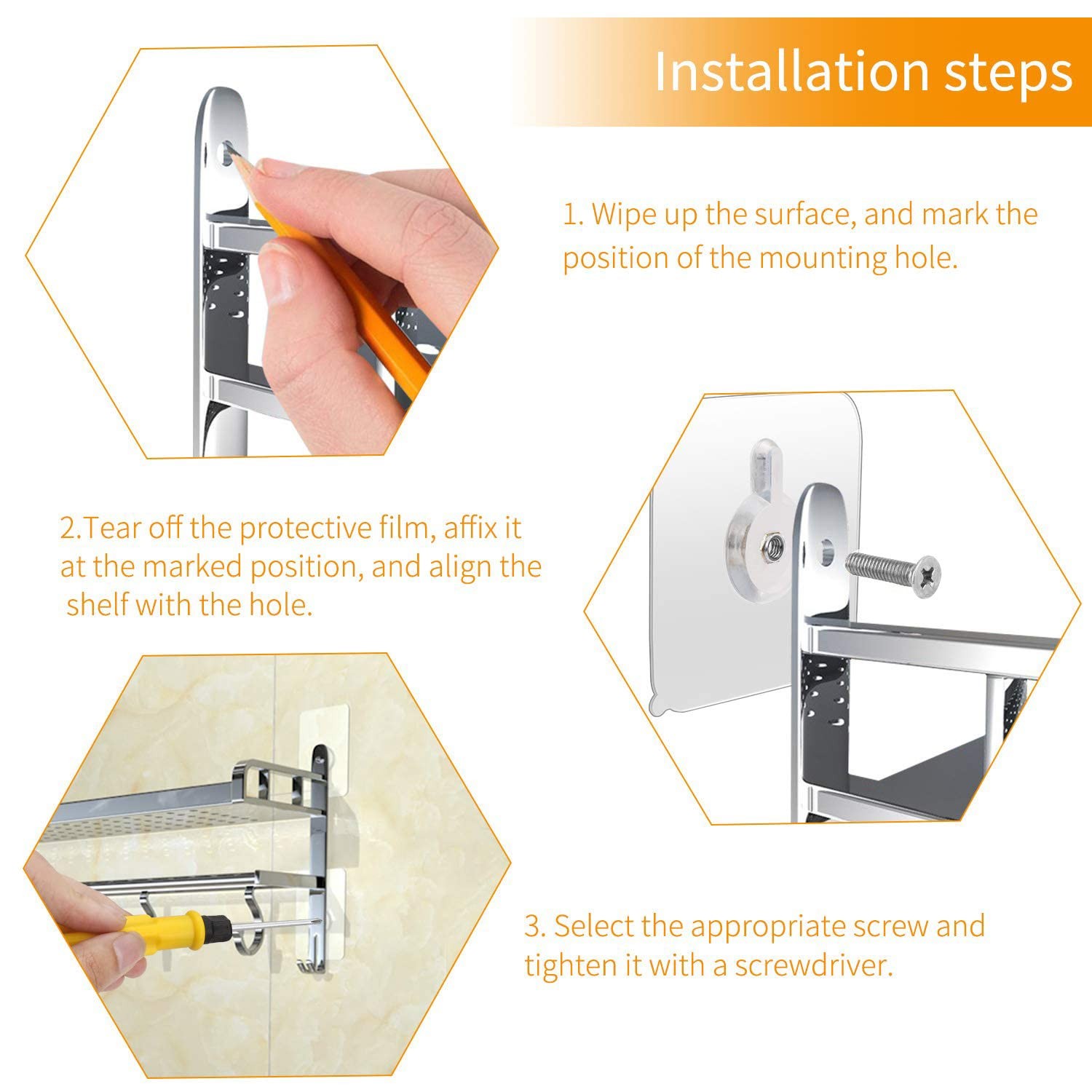8-Set Adhesive Screws Wall Mount Hanging Nails No-Trace No Drilling Stick-On