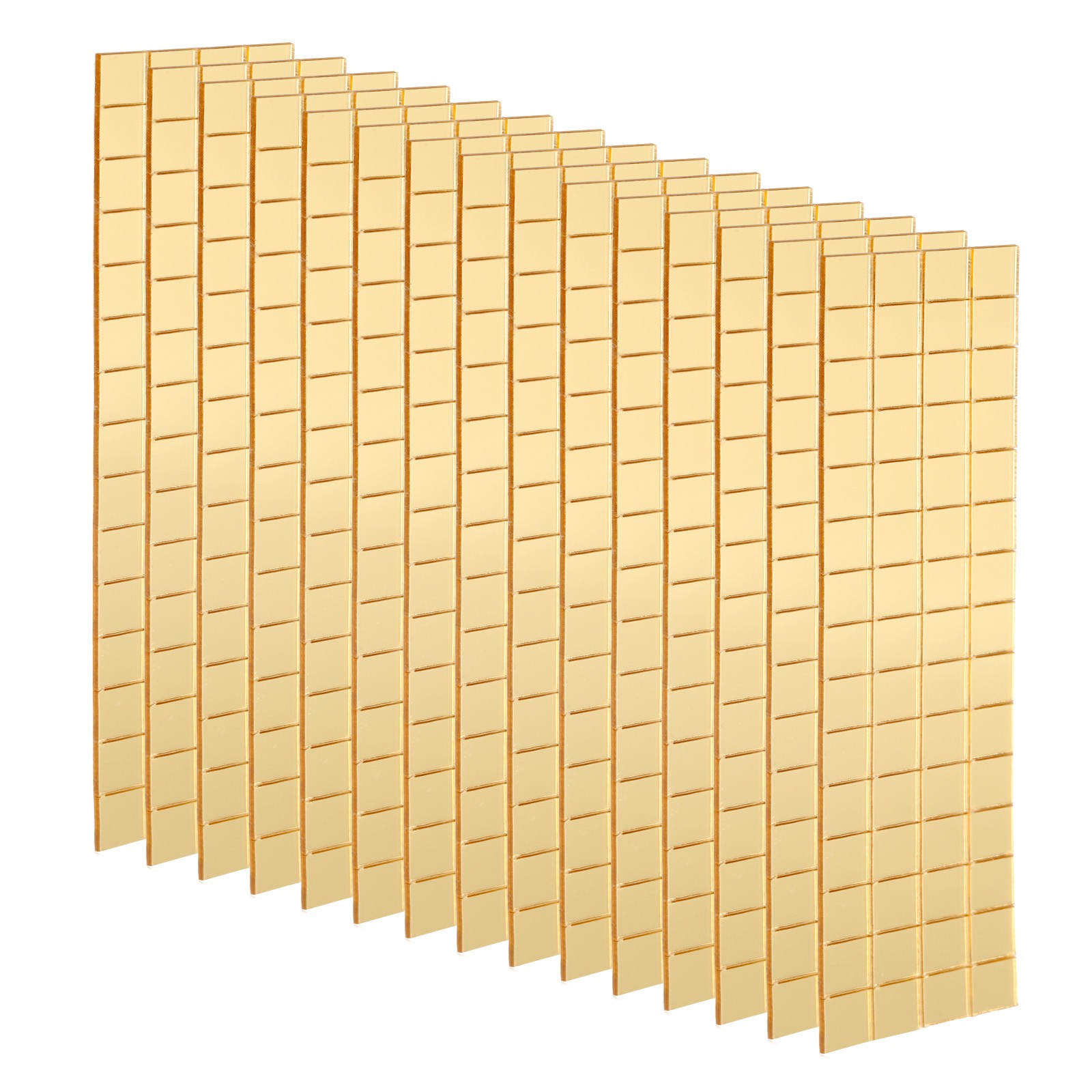 1800Pcs 15 Sheet 10x10mm Self Adhesive Mirror Mosaic Tiles Sticker Gold