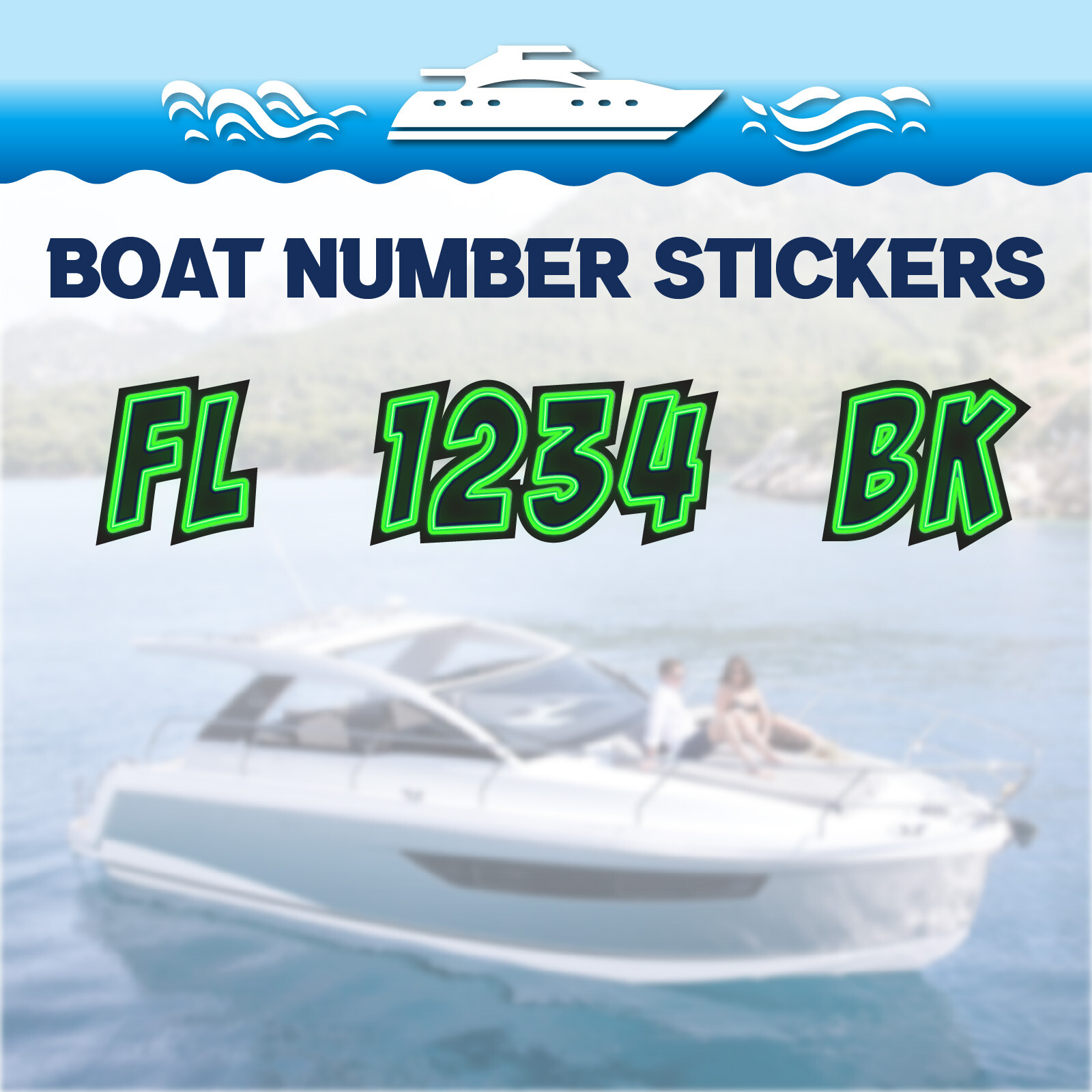 3 inch 2x Watercraft Number Custom Boat Registration Stickers3 inch Lighting