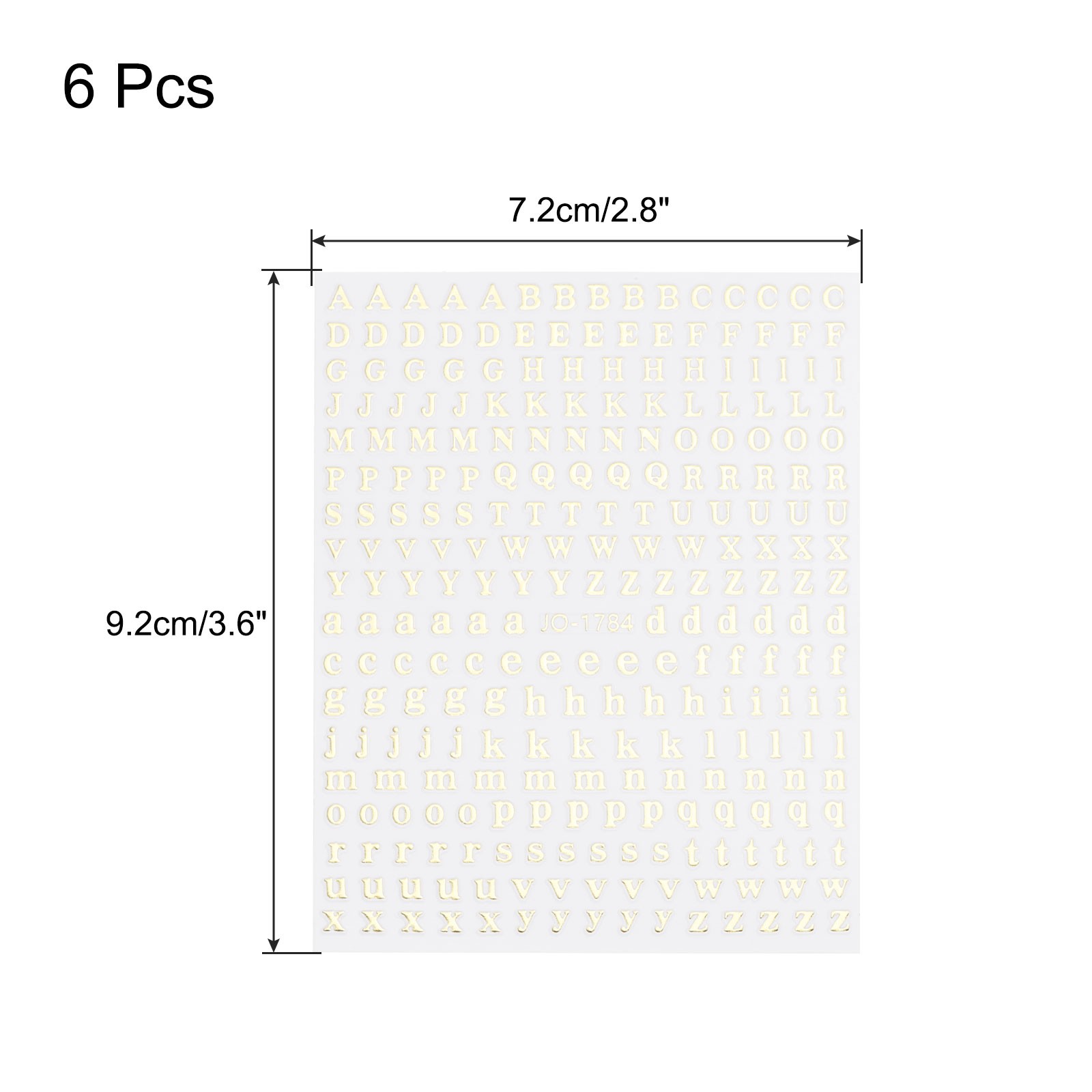 6 Sheets Letter Nail Stickers Self-Adhesive Alphabet Nail Stickers DIY Gold