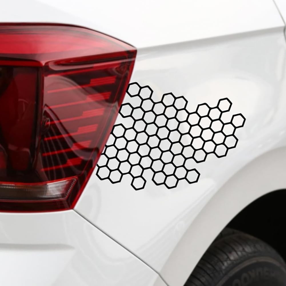 Honeycomb Hexagon Car Vinyl Decal Sticker for Door, 6.06" x 4.80", Black