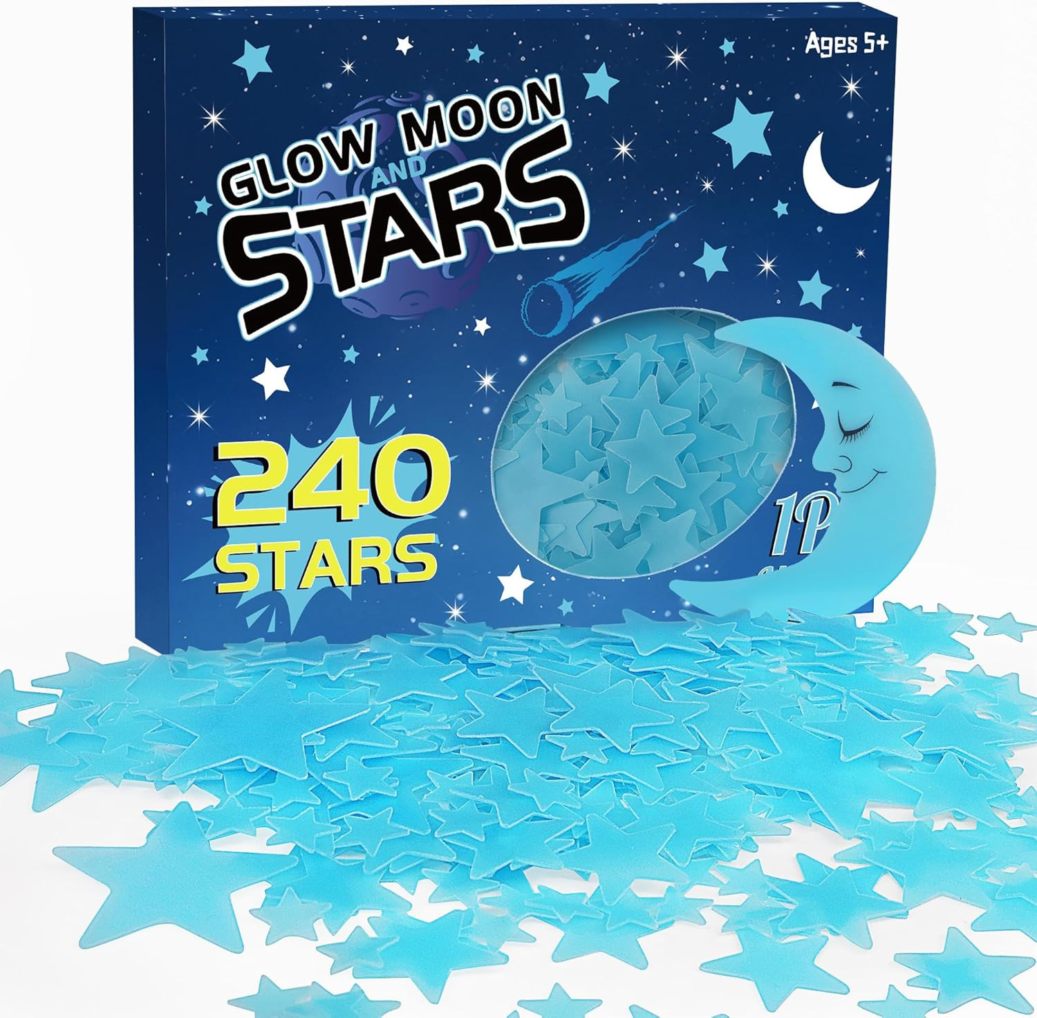 241PCS Glow in the Dark Stars Stickers for Ceiling Wall Room Decor – Green
