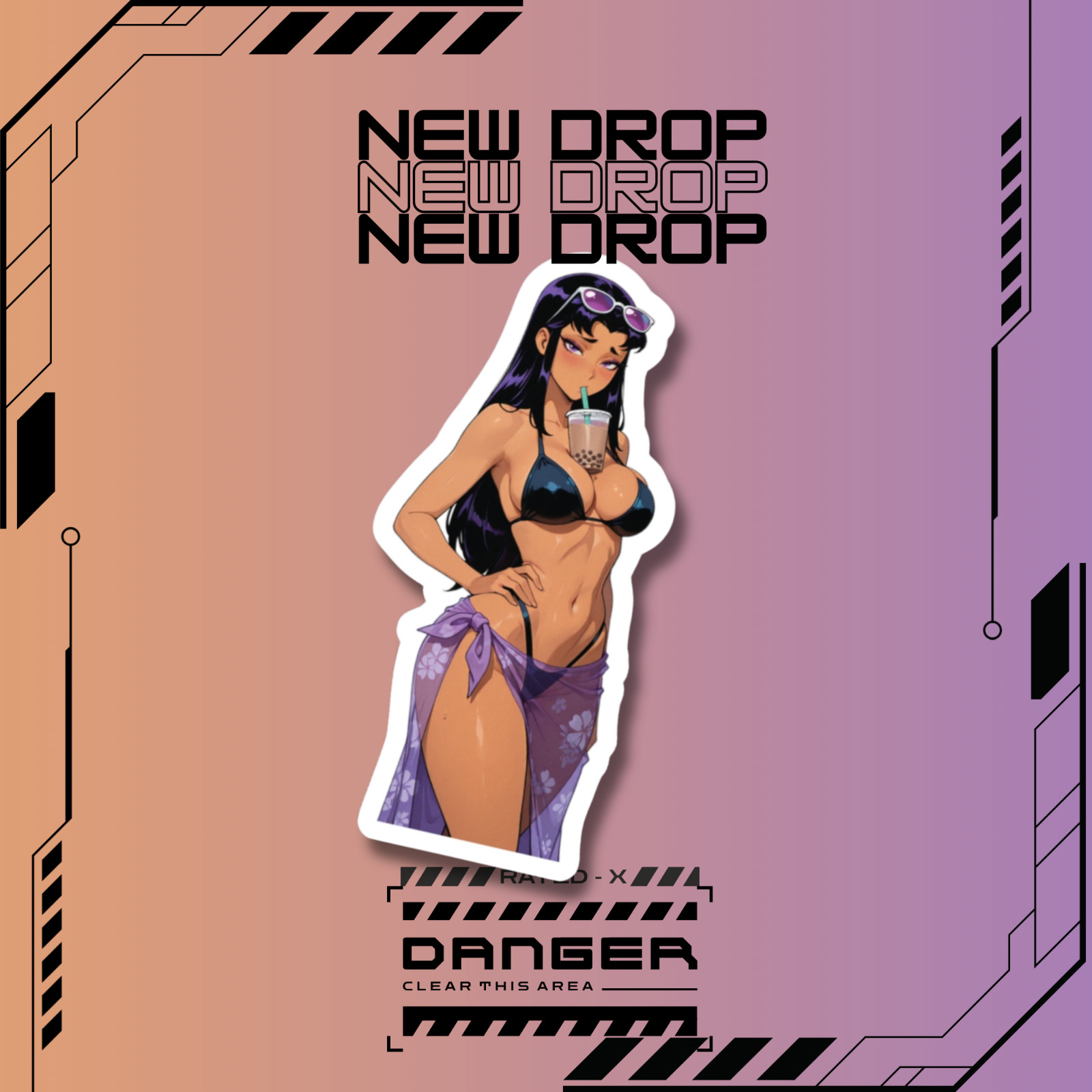 Beach Blackfire| Goth Anime Girl Waifu Sticker Decal
