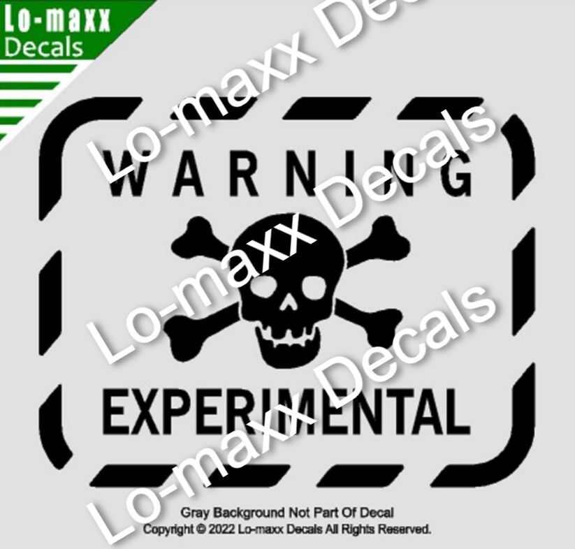 Warning Experimental Skull And Cross Bones Custom Graphic Die Cut Vinyl Decal