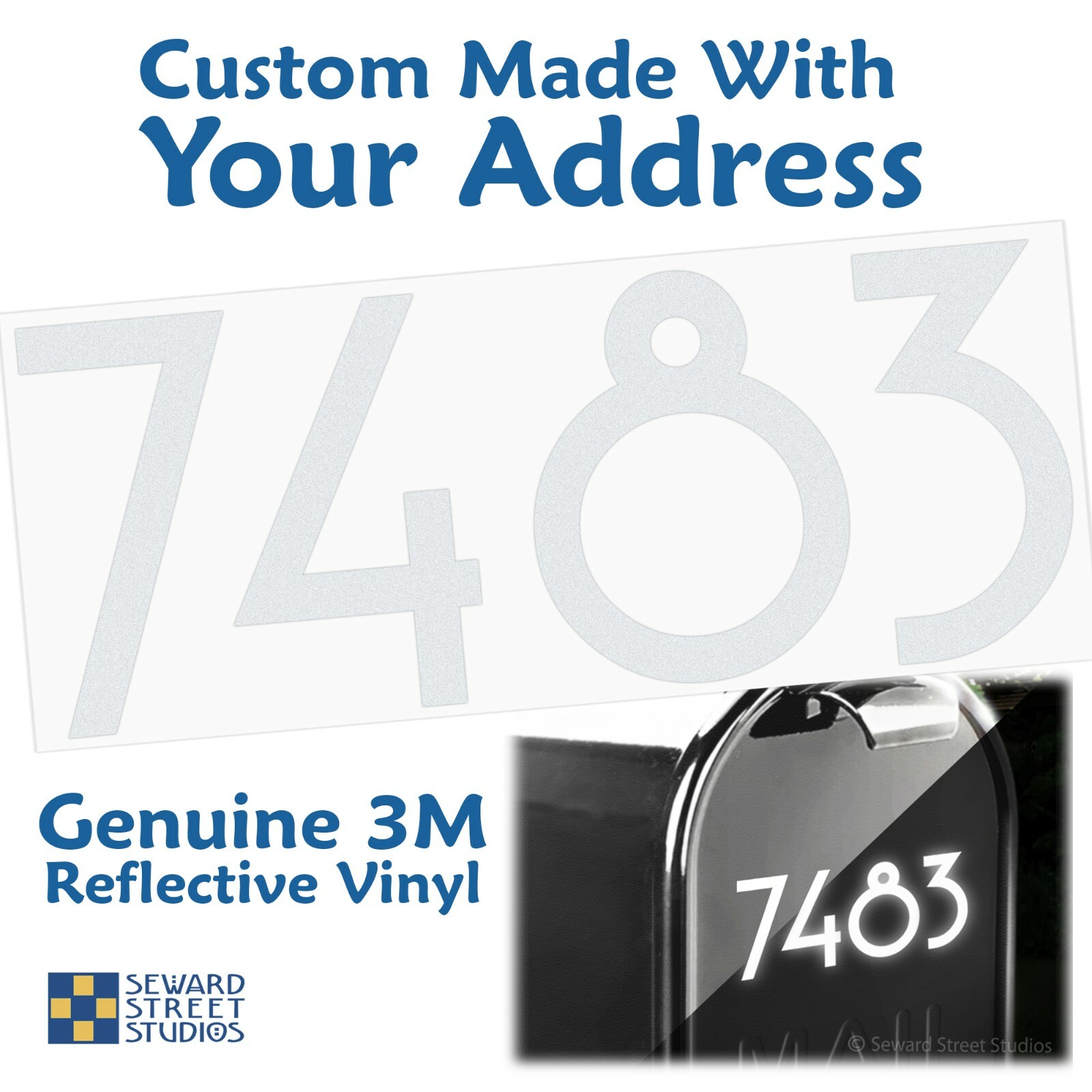 Reflective Custom Address Numbers Decal, Up to 2" High – 1249R-Single
