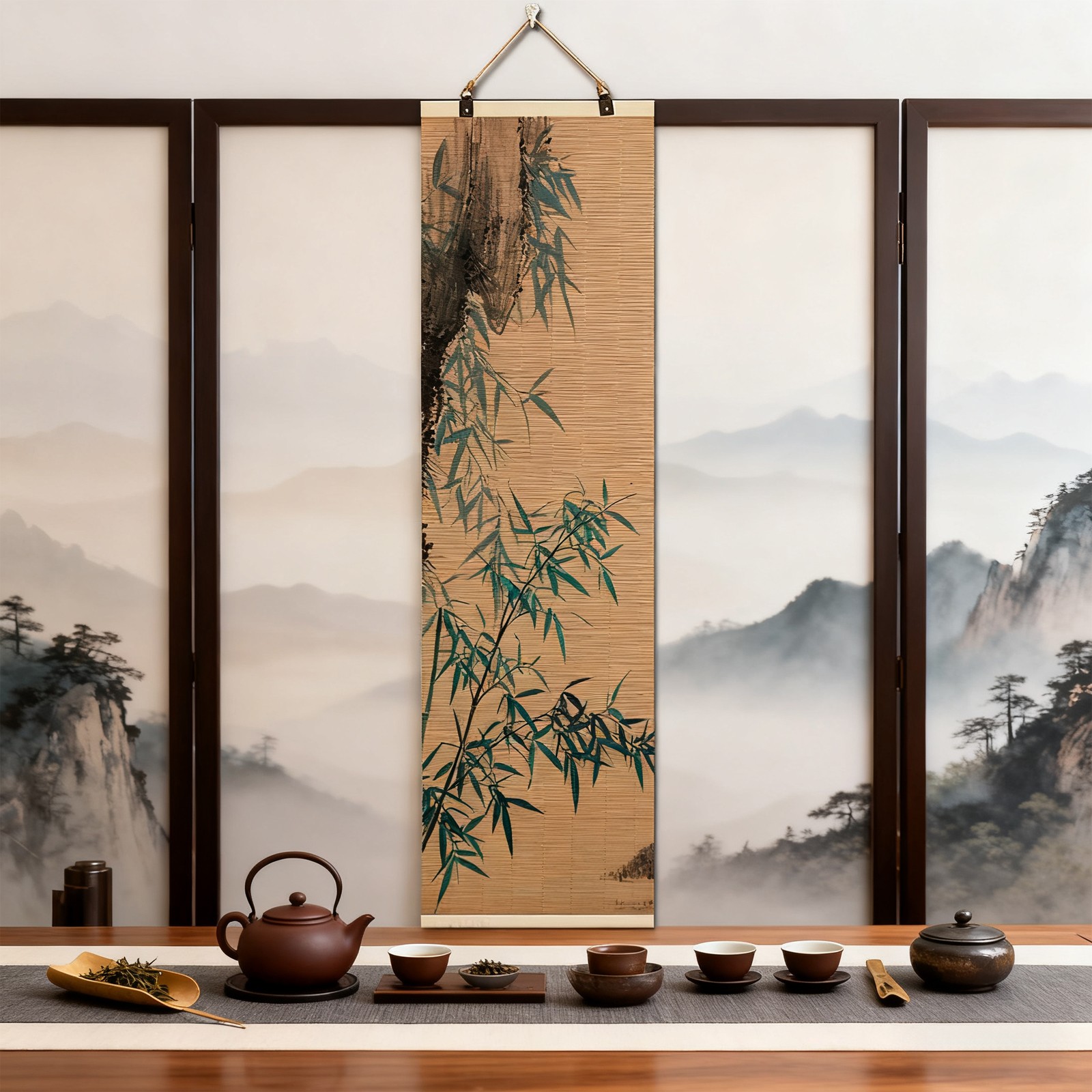 Chinese Traditional Bamboo Scroll Wall Art Orient Home Decor & Cultural Gift