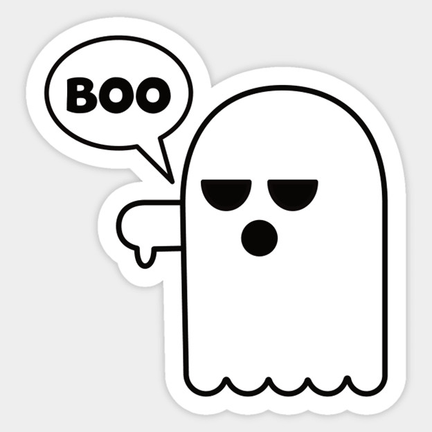 Ghost thumbs down, Boo, Funny Vinyl Die Cut Sticker