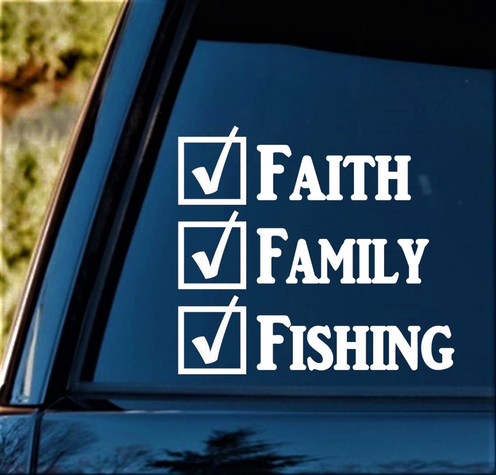 Faith Family Fishing Decal Sticker Car Window Scrapbooking Vinyls F1072