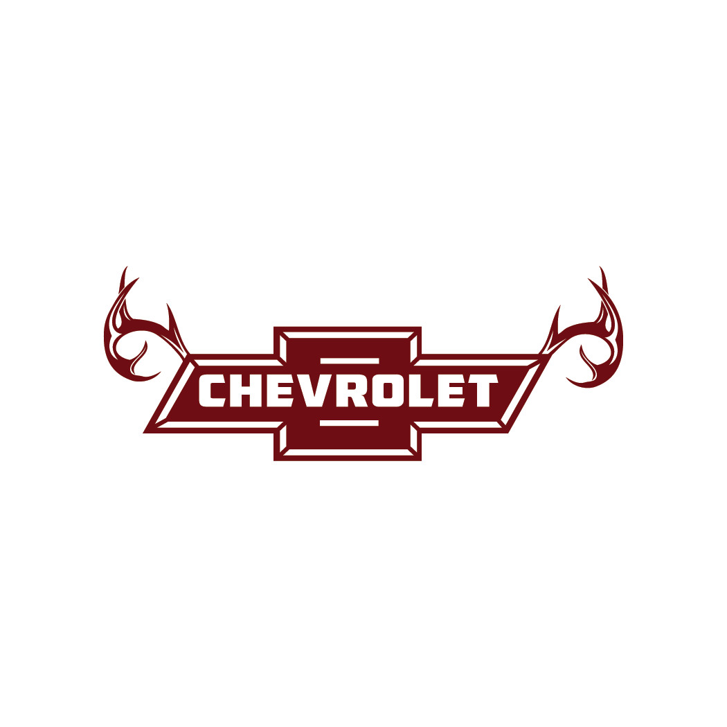 Automotive Chevy Bowtie Deer Antlers Die Cut Decal Rear Window Made in USA