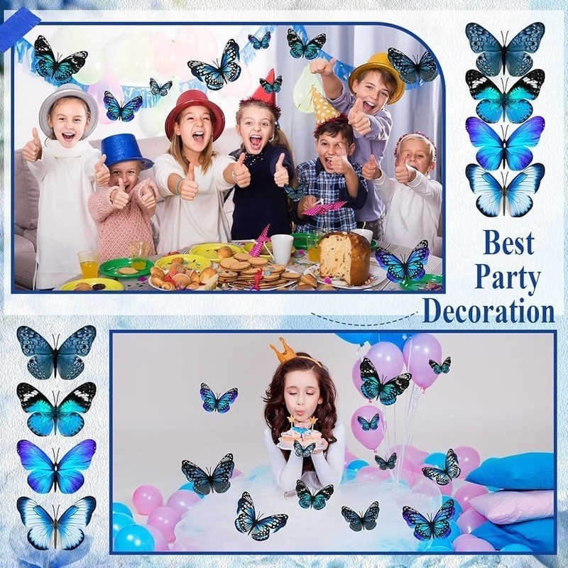 3D Butterfly Wall Decals Kids Room Party Wedding Decor Floral Decoration New