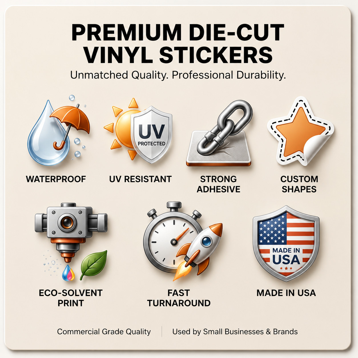 Custom Color Vinyl Decal Sticker Waterproof Different sizes Available 2"–20