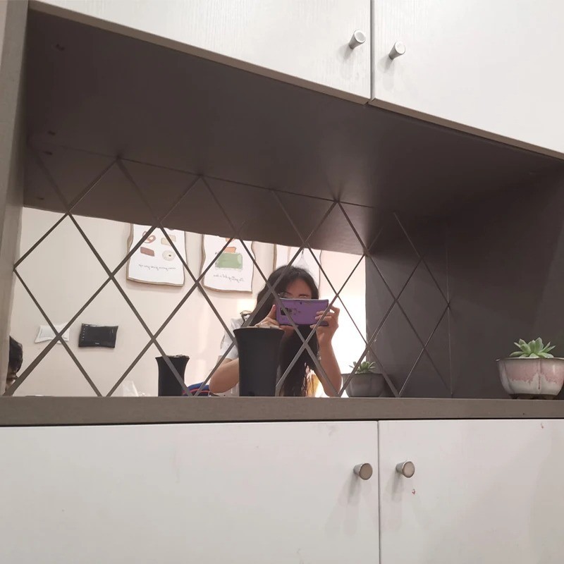 DIY Acrylic 3D Triangle Mirror Wall Stickers Self Adhesive Diamond Home Decor