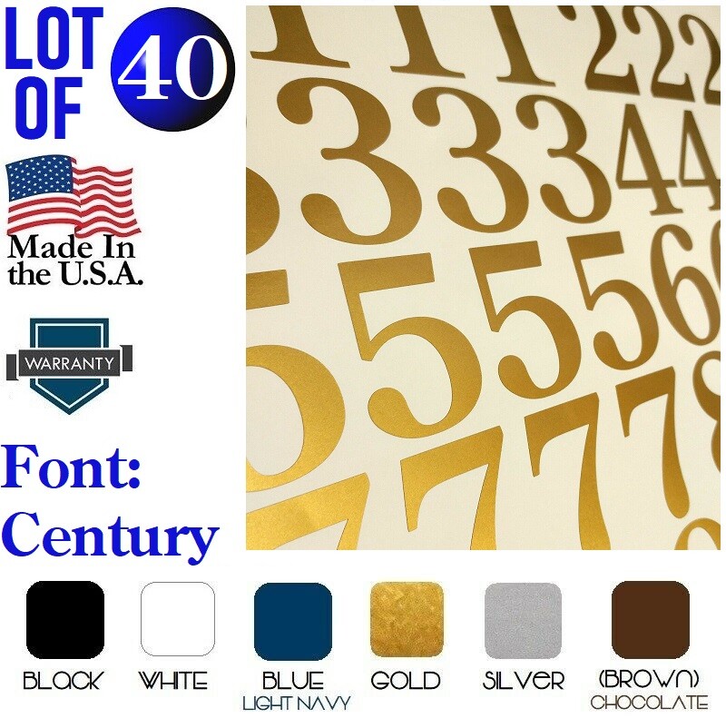 40 White,Black,Silver,Gold Vinyl Mailbox,Tool Box,Locker Numbers Classic CENTURY