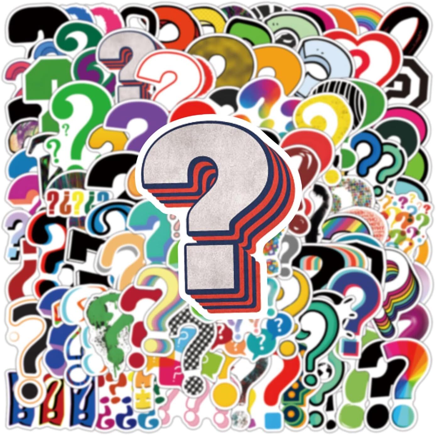 120pcs Question Mark Stickers Vinyl Waterproof Aesthetic Cartoon Decals Red