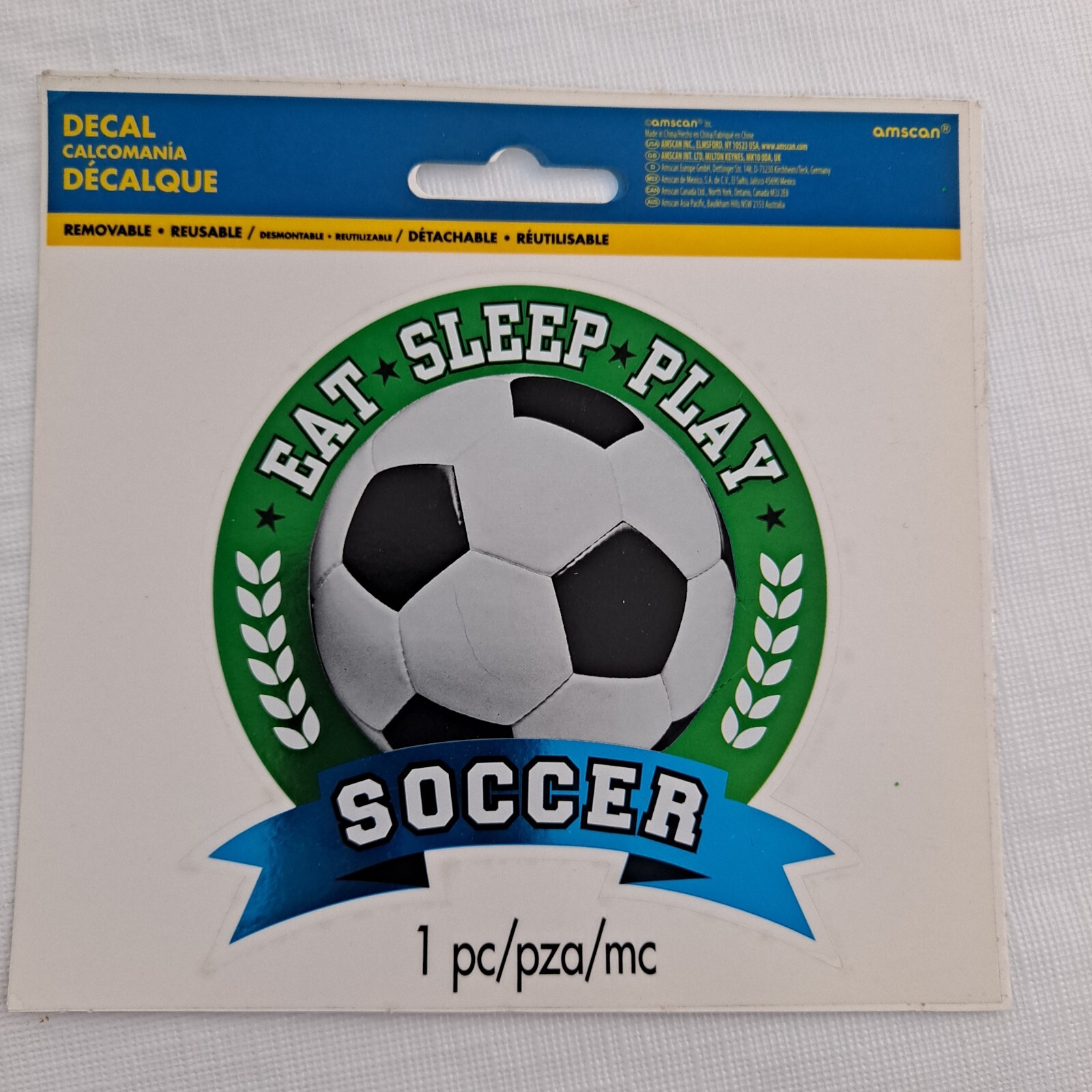 Soccer Car Decal Sports Fan Eat Sleep Play removable reusable sticker 1pc