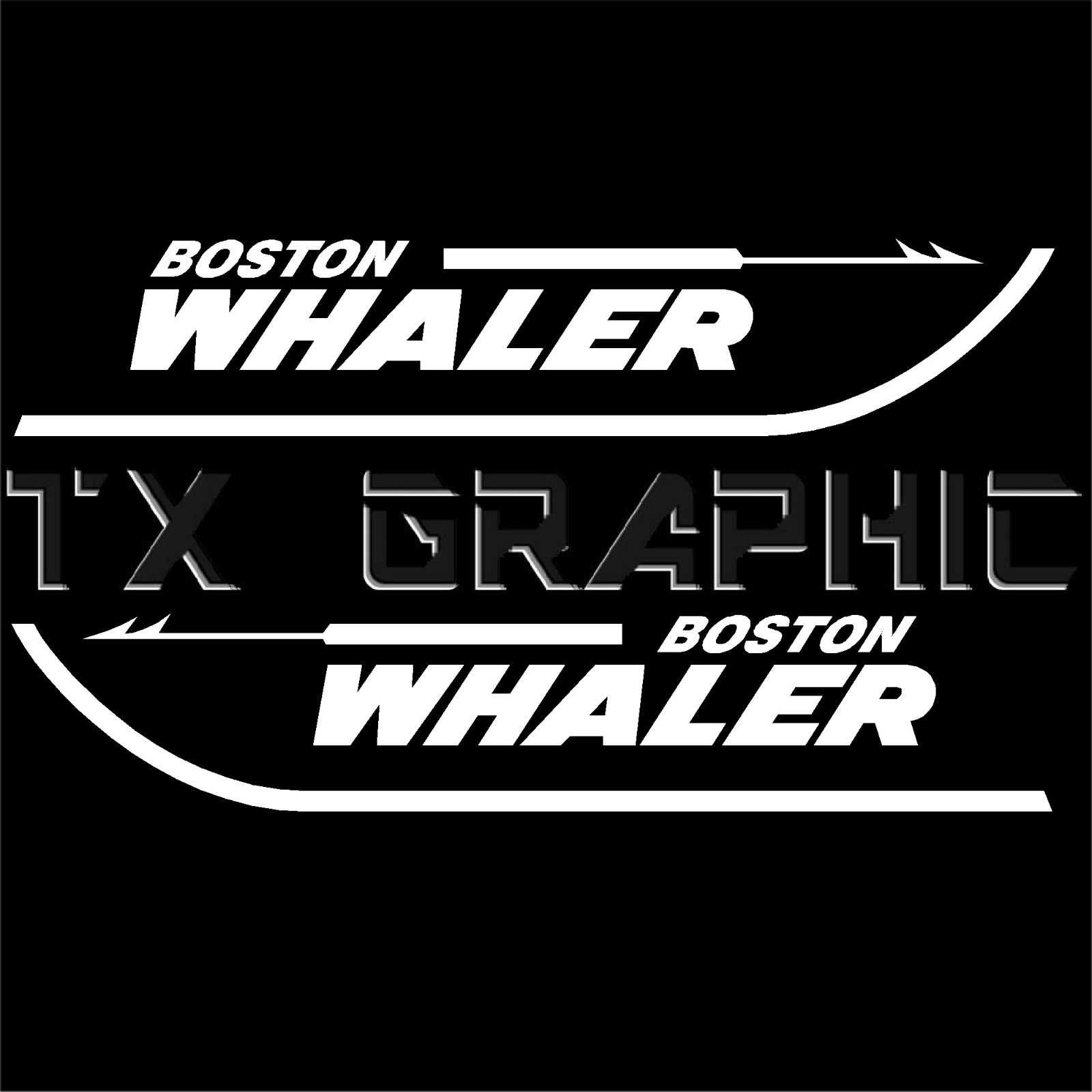 BOSTON WHALER BOAT VINYL DECALS, 1 SET OF 2, REPLACEMENT STICKERS