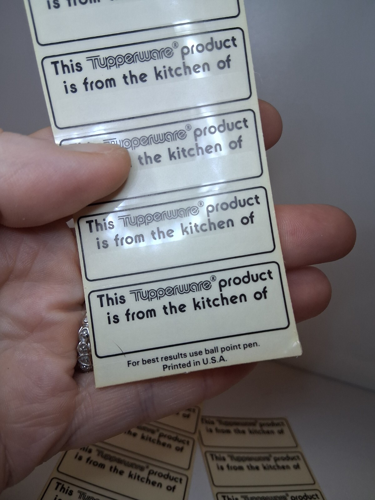 Tupperware Dish Labels Stickers "PRODUCT FROM KITCHEN OF" Tags 3 Sheets 21 Total