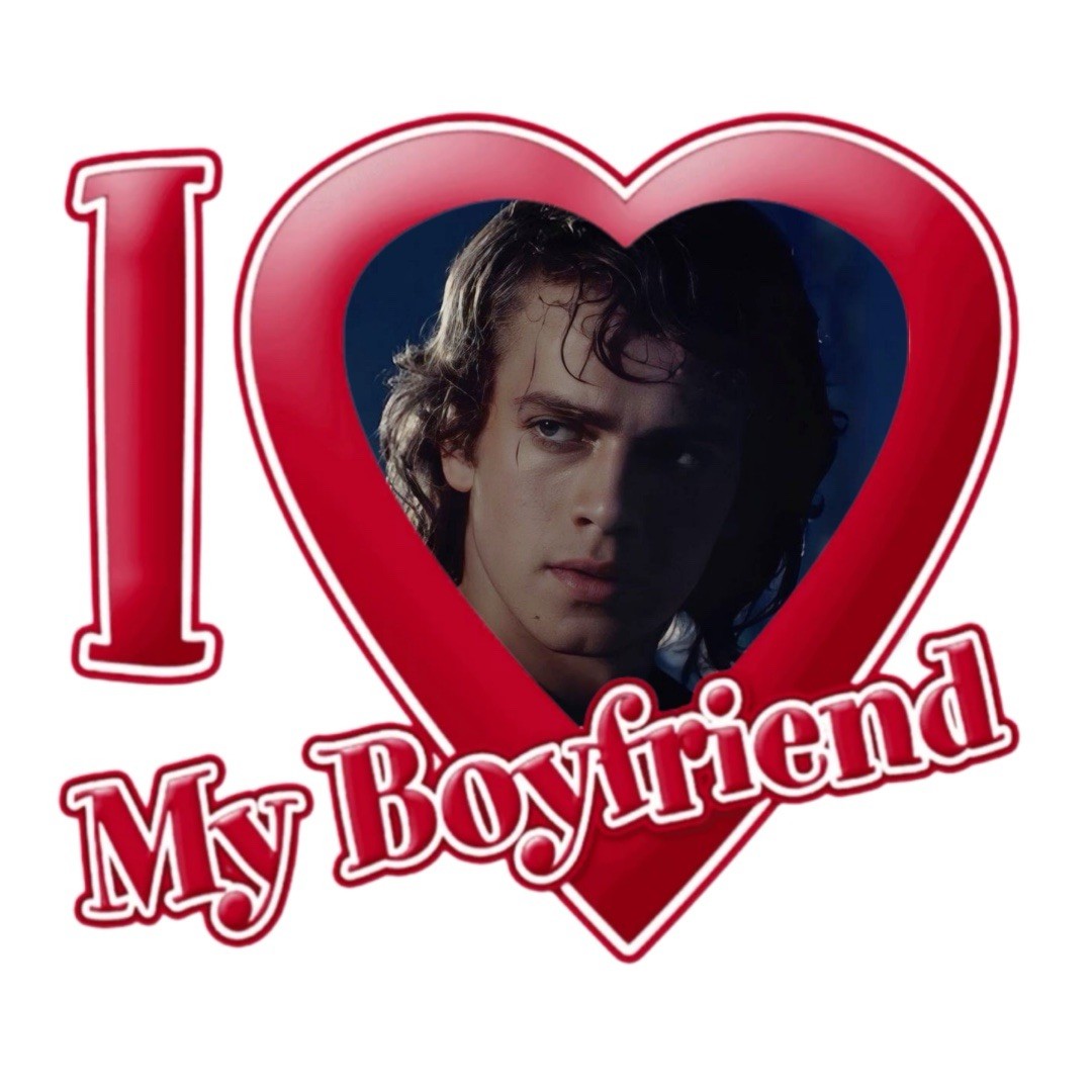 I Heart My Boyfriend Anakin Skywalker Original Design Sticker 3×3 inches Glossy