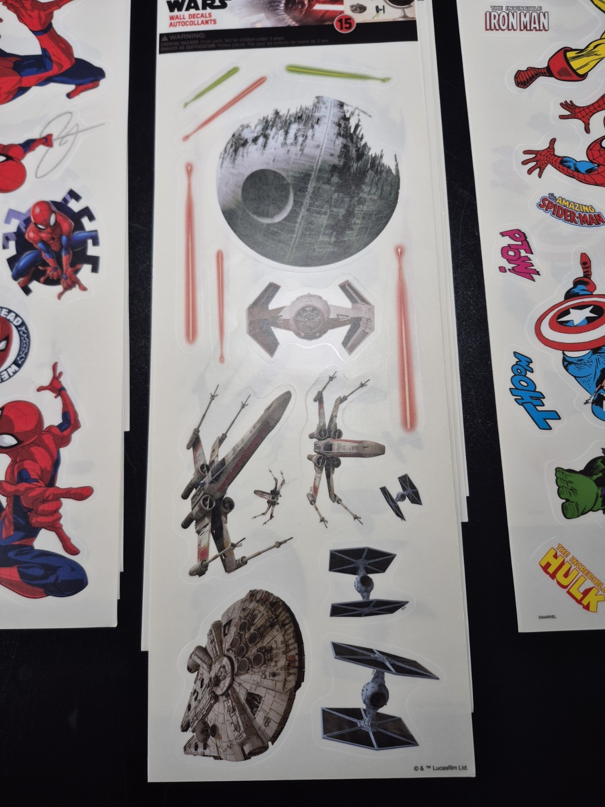 24 Wall Decals Transformers, Spiderman, Star Wars, Marvel, Harley Quinn