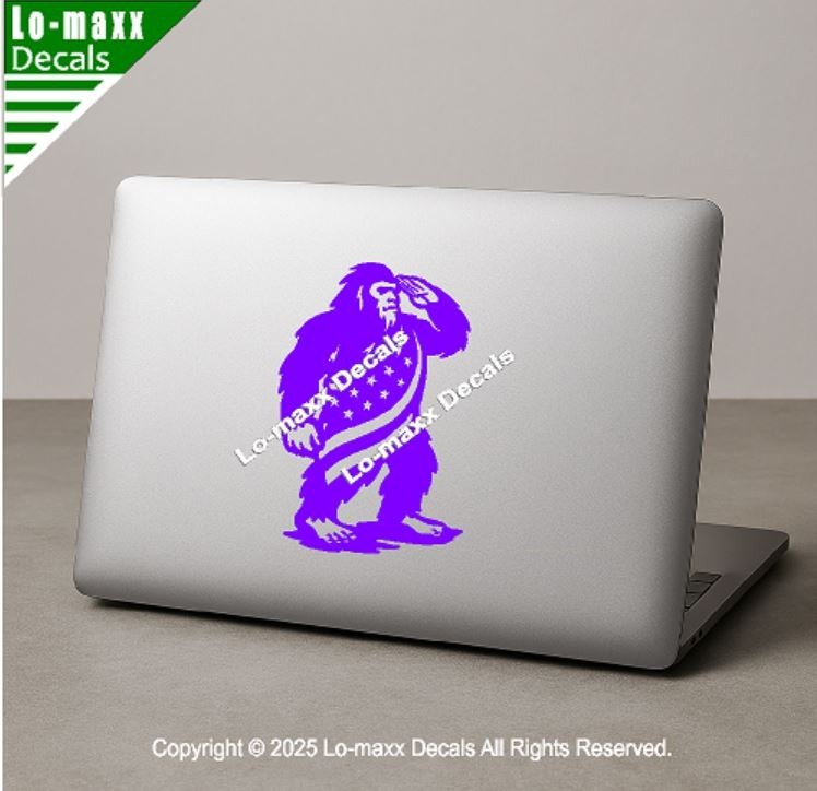 Patriotic Bigfoot Decal American Freedom Flag Sasquatch Sticker USA Vinyl Art