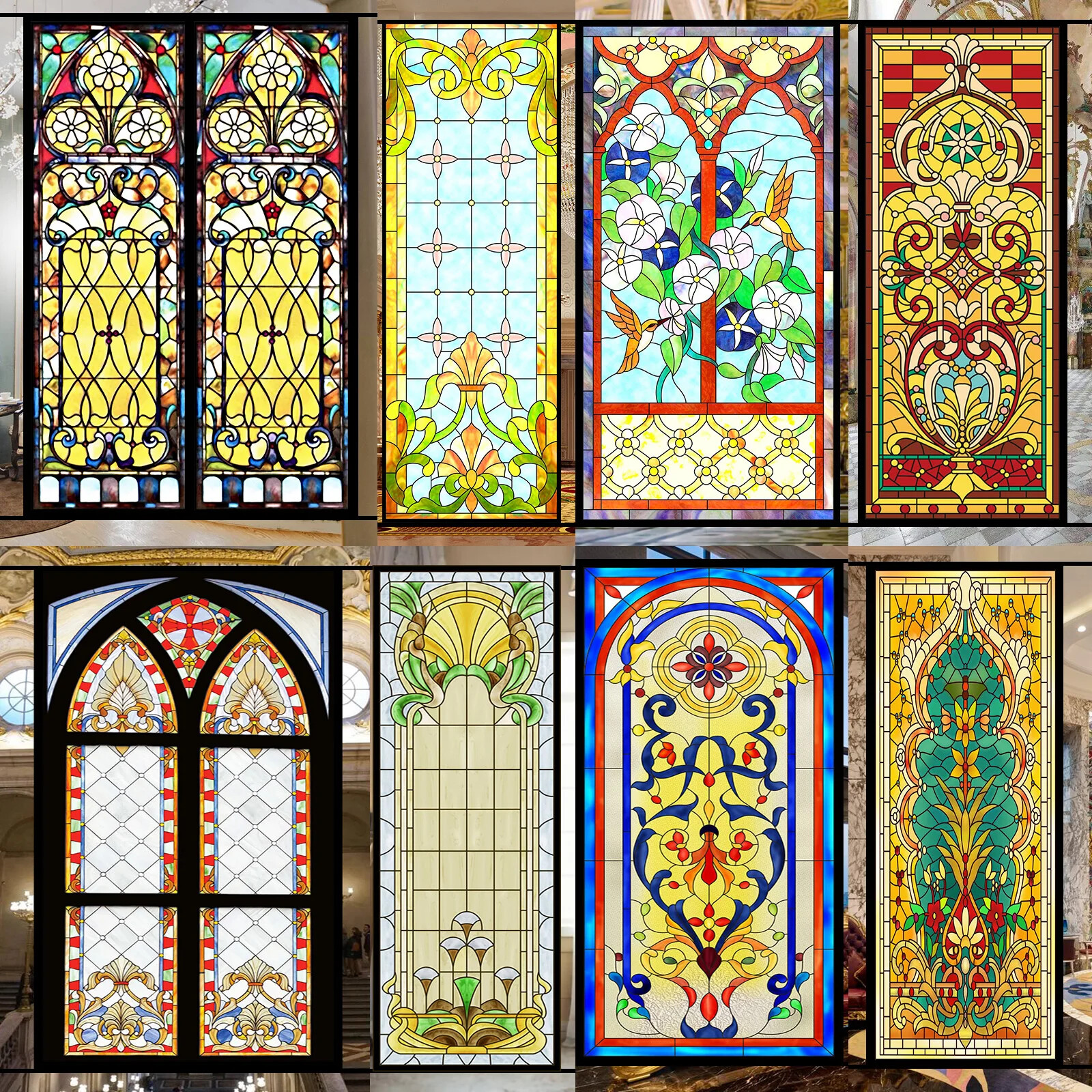 Vintage Self-adhesive Window Film Frosted Stained Privacy Glass Sticker Decor