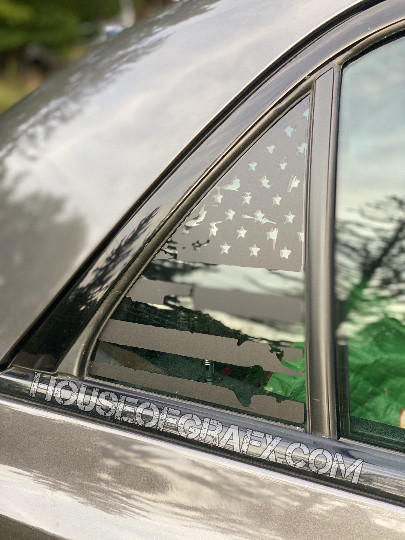 Distressed flag quarter panel window decal fits any model 2015-2020 Chrysler 300