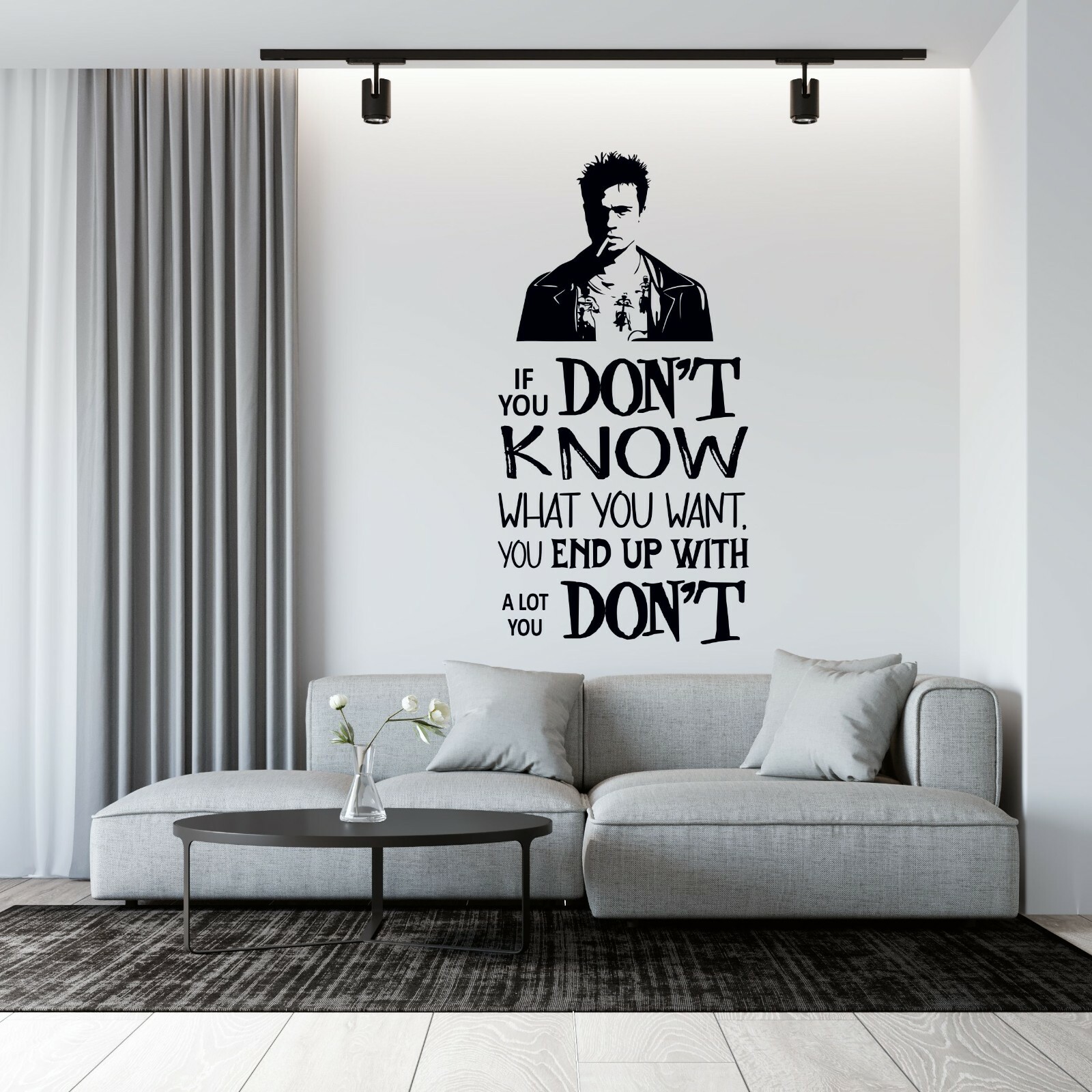 Vinyl Bedroom Living Room Fight Club Movie Design Wall Decal Quote 20×37 – Black