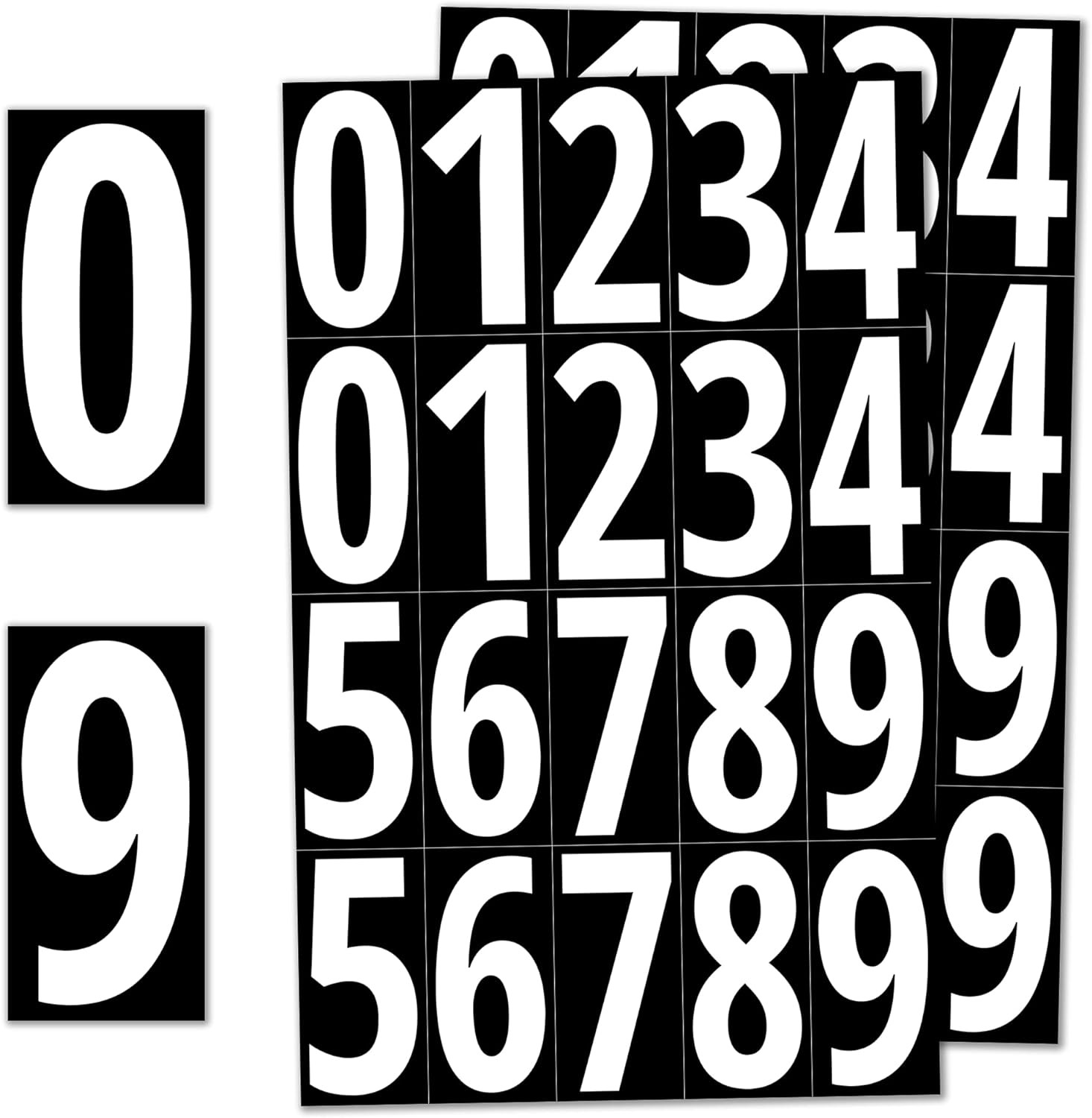 Vinyl Number Stickers 200Pc 3in Waterproof Self Adhesive White Labels Indoor Use