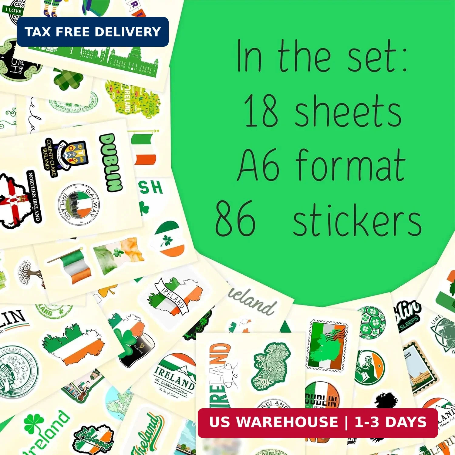 BulbaCraft Ireland Stickers, Irish Stickers for Water Bottle and Laptop – Irelan