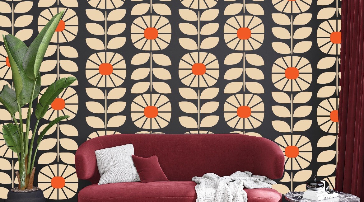 Mid Century Flowers Modern Sunday Wall Decal Vintage Modern Pero Stick 80 X22