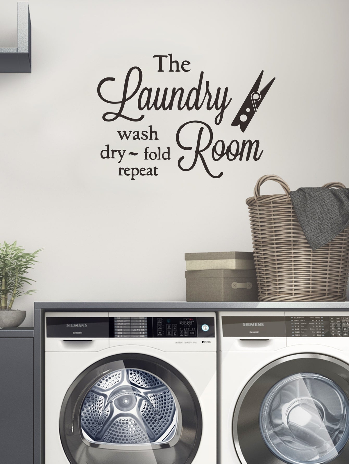 Slogan Graphic Wall Sticker Laundry Room Art Wall Stickers Vinyl Removable