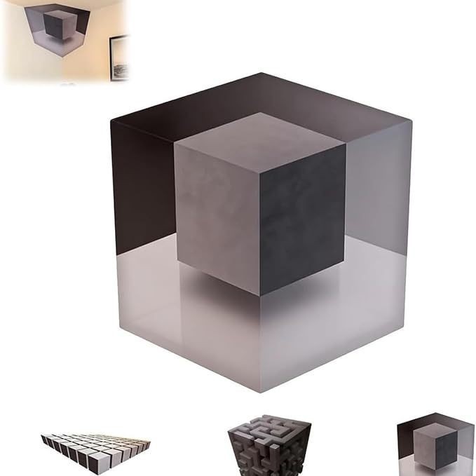 3D Wall Art Optical Illusion Corner Wall Art Gray Black Paper Wall Sticker